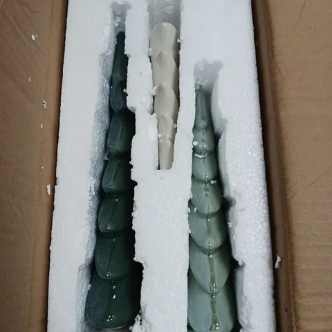 BOXED DESIGNER SET OF CERAMIC CHRISTMAS TREES