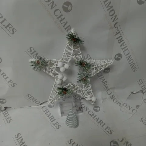 PRE LIT WHITE STAR TREE TOPPER