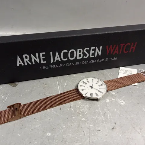 BOXED ARNE JACOBSEN WHITE DIAL WATCH