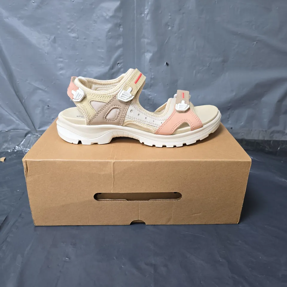 ECCO VELCRO FASTENING SANDALS - BEIGE - SIZE 6.5-7