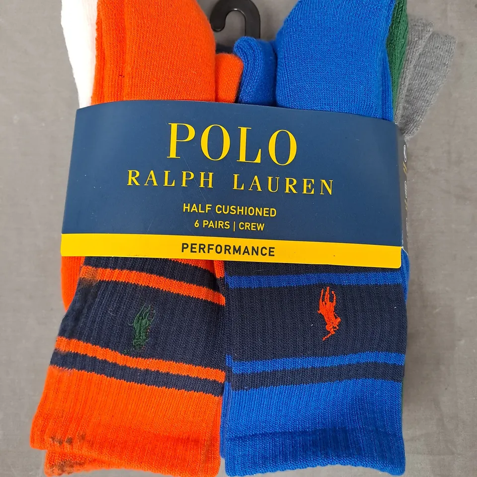 POLO RALPH LAUREN HALF CUSHIONED CREW SOCKS (6 PAIRS)