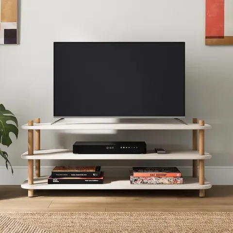 BOXED ELEMENTS MILLER SMALL TV UNIT FOR TVS UP TO 38" - STONE (1 BOX)