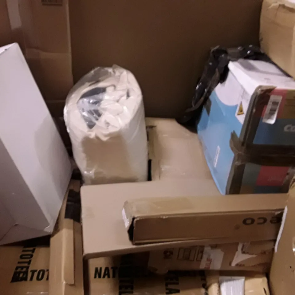PALLET OF ASSORTED PRODUCTS INCLUDING INFLATABLE GYMNASTICS MATT, KIDS TOYS STEAM MOP AND BABY JOGGER ECT