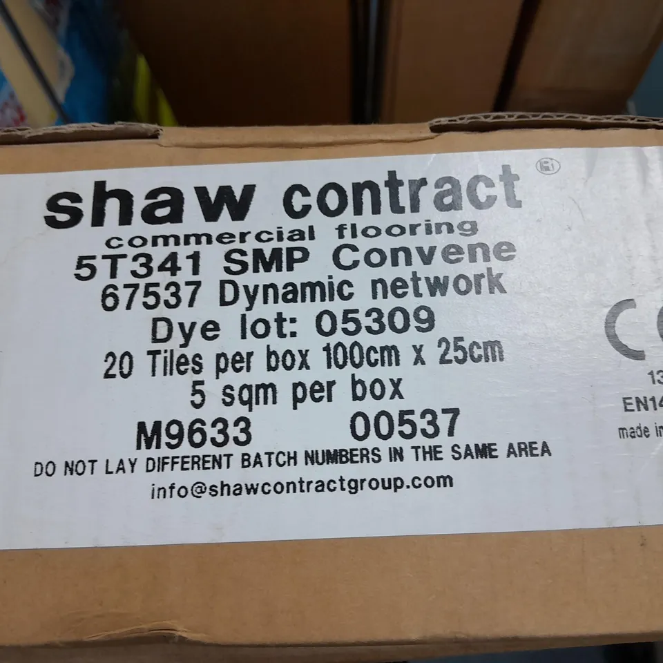 PACK OF SHAW CONTRACT COMMERCIAL CARPET TILES 20 TILES 100 X 25 CM EACH 5 SQ M 