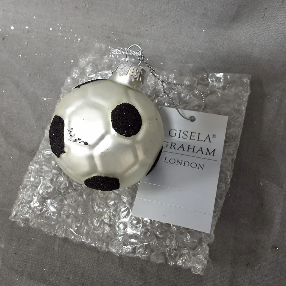 SET OF 12 GISELA GRAHAM FOOTBALL THEMED BAUBLES