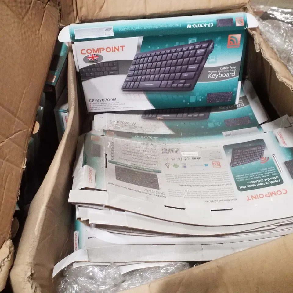 PALLET CONTAINING LARGE QUANTITY OF COMPOINT WIRELESS TRAVEL KEYBOARD BOXES