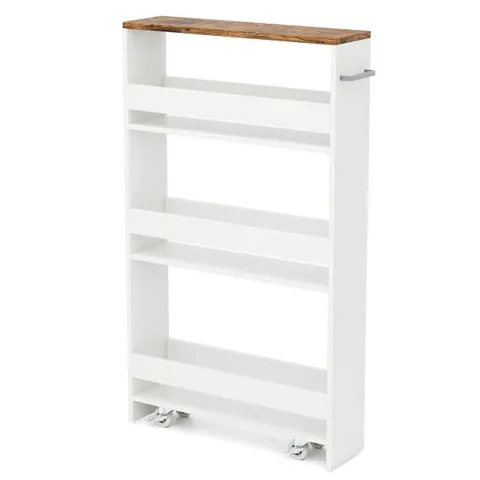 BOXED COSTWAY 4-TIER SLIM STORAGE CART WITH OPEN SHELVES AND WHEELS