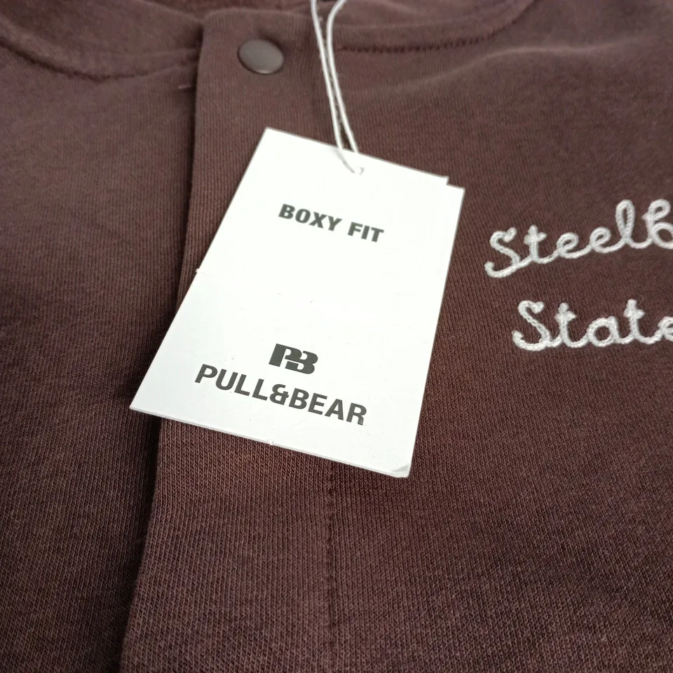 PULL&BEAR BOXY FIT BROWN CARDIGAN – UK L (MEN'S)