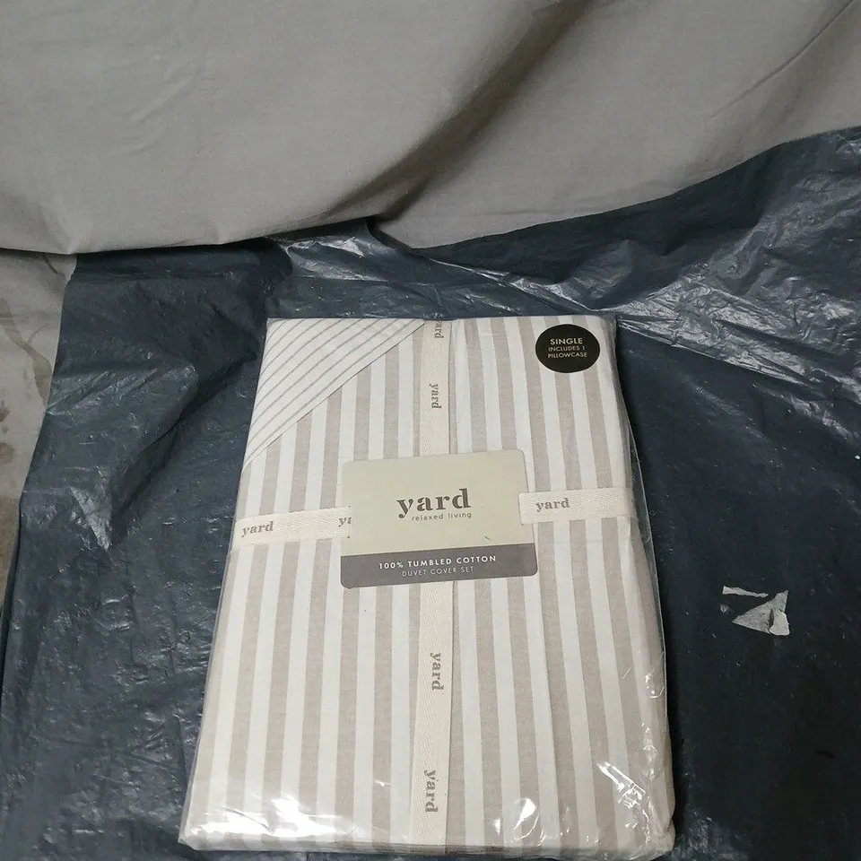 YARD RELAXED LIVING 100% TUMBLED COTTON DUVET COVER SET, SINGLE WITH 1 PILLOW CASE.
