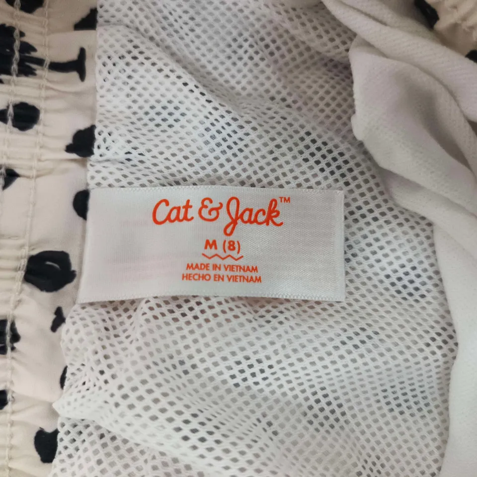 CAT & JACK KIDS' SHORTS – UK 8 (US 8) – WHITE WITH PALM & DOT PRINT