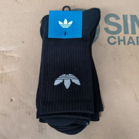 ADIDAS CREW SOCKS IN BLACK 3 PACK - XL