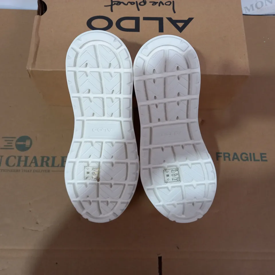 BOXED PAIR OF ALDO WHITE/PINK TRAINERS SIZE 7
