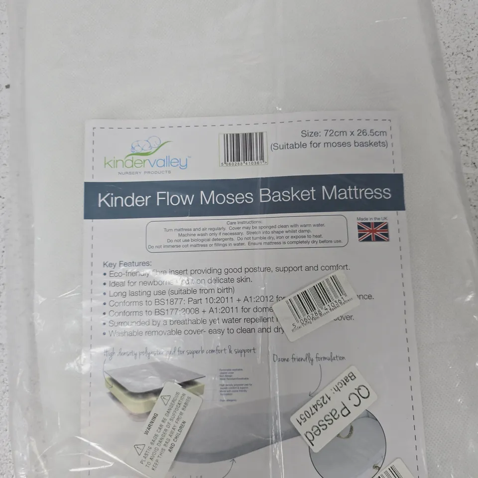 KINDER VALLEY FLOW MOSES BASKET MATTRESS – 72 X 26.5 CM (MADE IN UK)