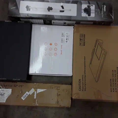 PALLET TO CONTAIN AN ASSORTMENT OF HOUSEHOLD ITEMS TO INCLUDE LAPTOP BEDS, TV WALL MOUNT WALL CLOCKS AND DRY WALL CUTTING TOOL ECT