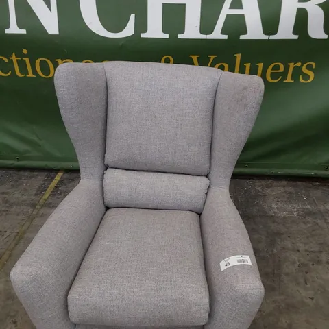 QUALITY BRITISH MADE LOUNGE Co WING BACK EADY CHAIR LIGHT GREY FABRIC