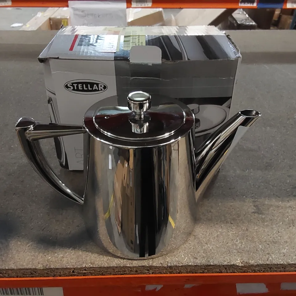 BOXED STELLAR ART DECO STAINLESS STEEL 1.2L TEAPOT 