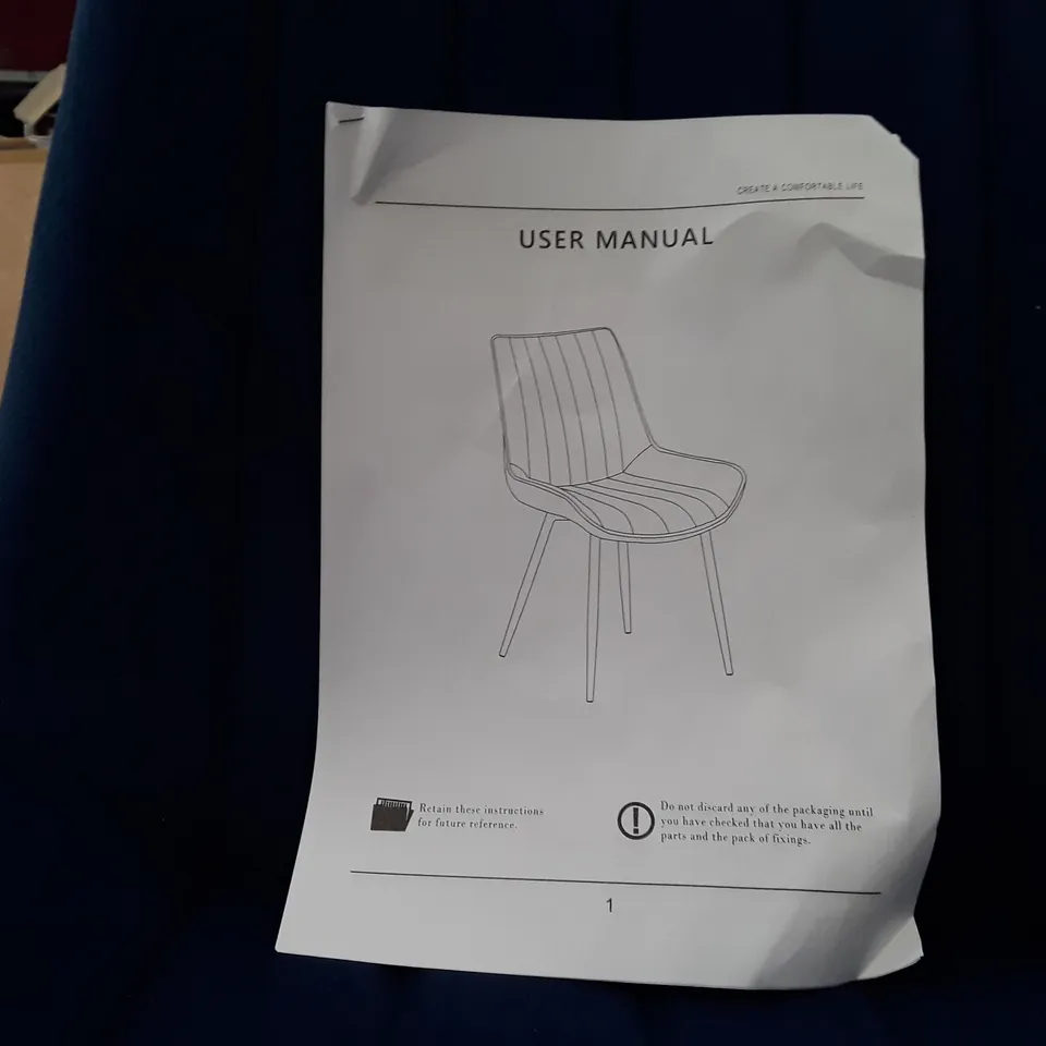 BOXED SET OF 2 UPHOLSTERED FABRIC DINING CHAIRS - BLUE (1 BOX)