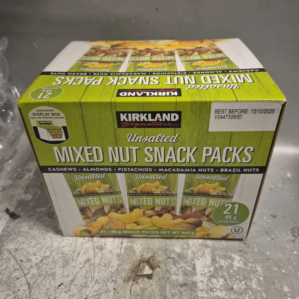 KIRKLAND SIGNATURE MIX NUT SNACK PACKS - 21 X 45G PACKS 