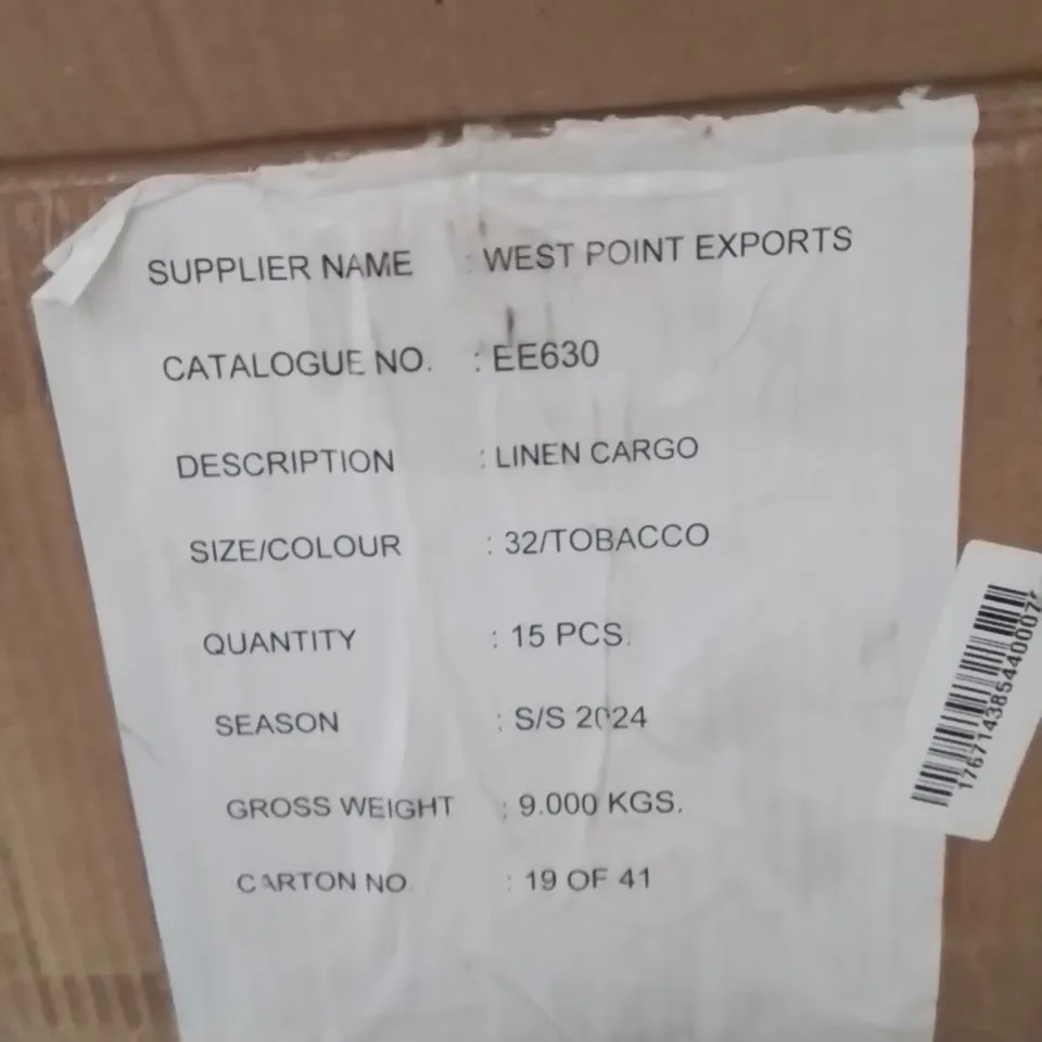 BOXED BRAND NEW APPROXIMATELY 15 JD WILLIAMS LINEN CARGO PANTS TOBACCO SIZE 32