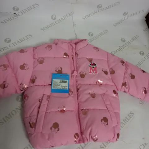 GIRLS MINNIE MOUSE ZIPPED PADDED COAT SIZE 2-3 YEARS