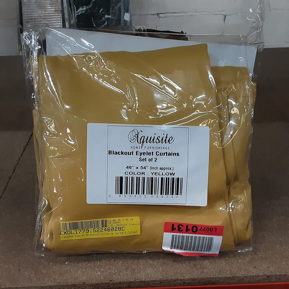 GRANADOS EYELET BLACKOUT CURTAINS - YELLOW ( 46" X 54 " )