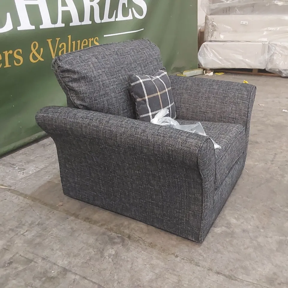 QUALITY DESIGNER ALSOP FABRIC UPHOLSTERED CHAIR - DARK GREY