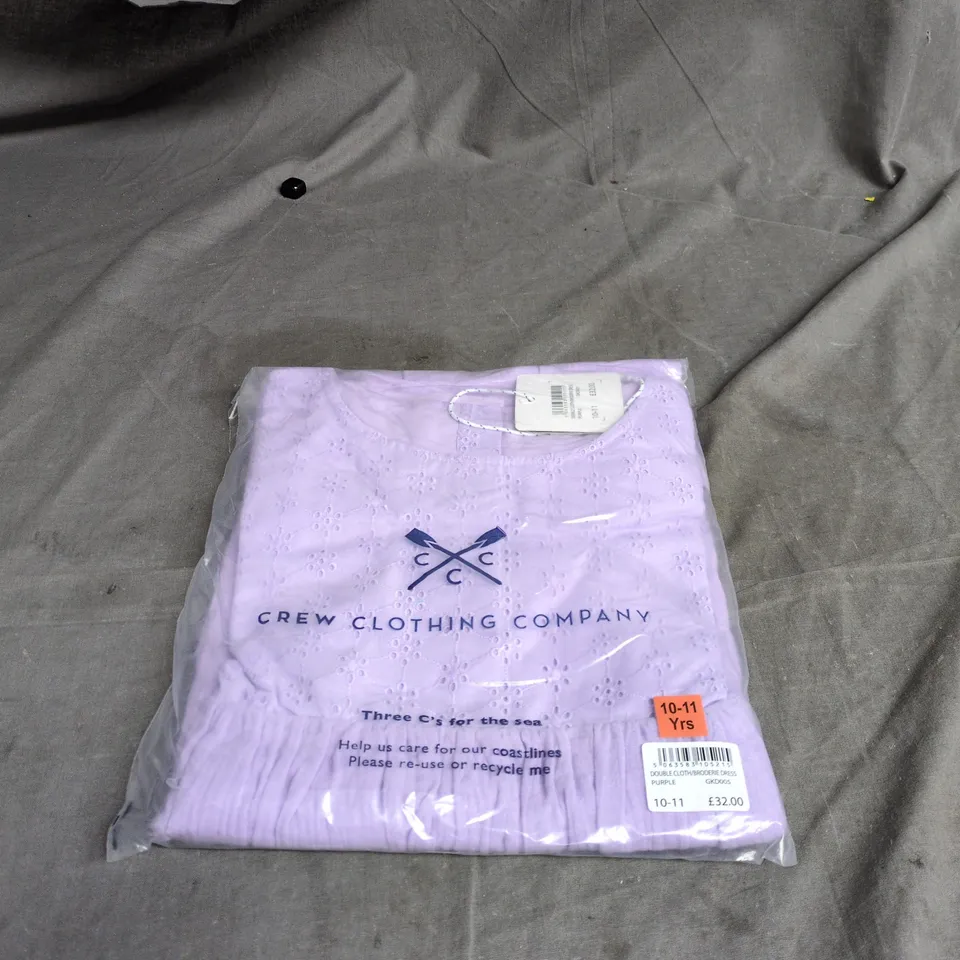 CREW CLOTHING COMPANY DOUBLE CLOTH/BRODERIE DRESS PURPLE AGE 10 - 11 BAGED