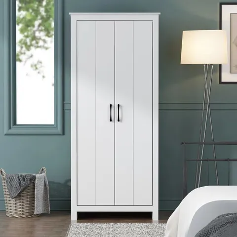 BOXED KORALYNN 2 DOOR MANUFACTURED WOOD WARDROBE (3 BOXES)
