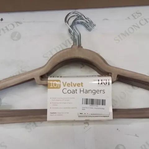 BOX CONTAINING APPROXIMATELY 100 BRAND NEW GREY VELVET CLOTHES HANGERS