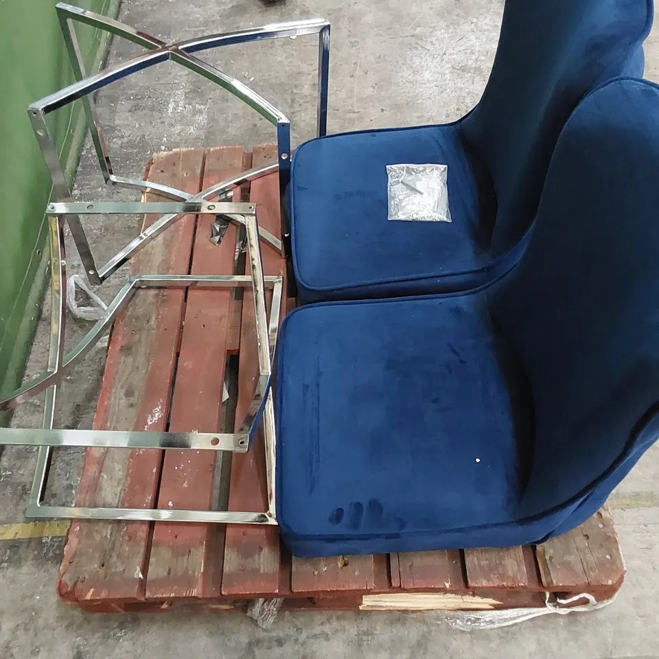 SET OF 2 ROCCO DINING CHAIRS IN ROYAL BLUE VELVET WITH CHROME LEGS