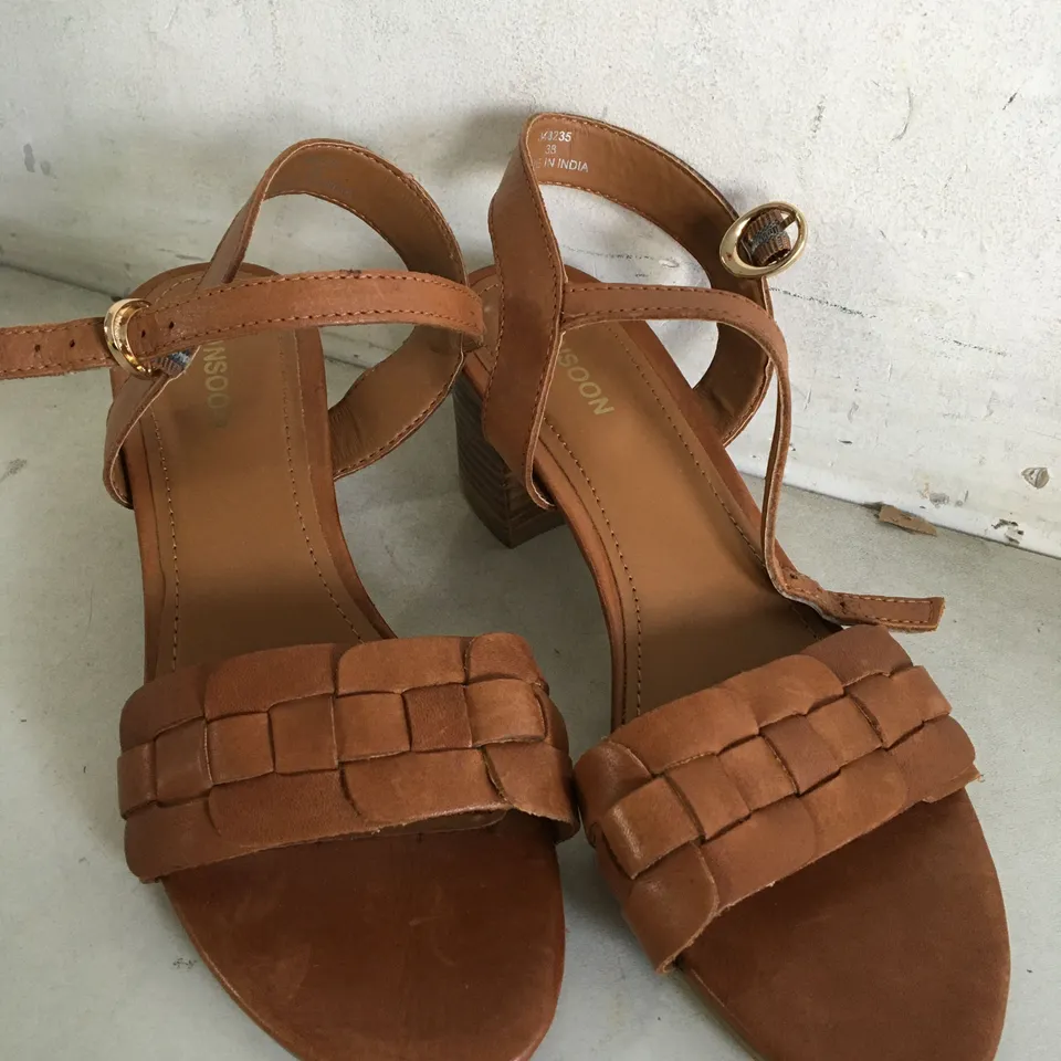 PAIR OF SIZE 38 MONSOON BROWN OPEN-TOE SHOES