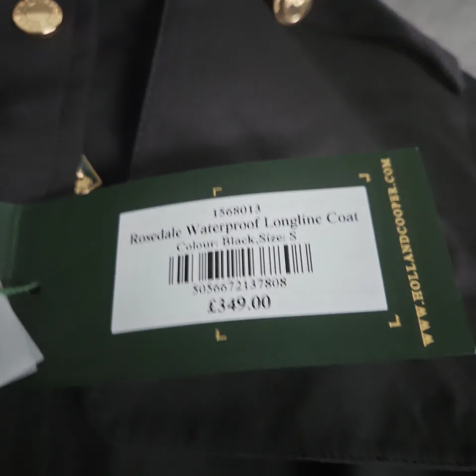 HOLLAND COOPER WATERPROOF LONGLINE COAT – BLACK, UK SIZE S