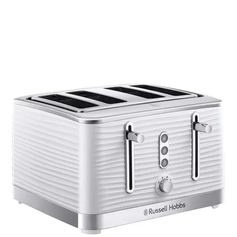 BOXED RUSSELL HOBBS INSPIRE 4 SLICE WHITE TEXTURED PLASTIC TOASTER - 24380
