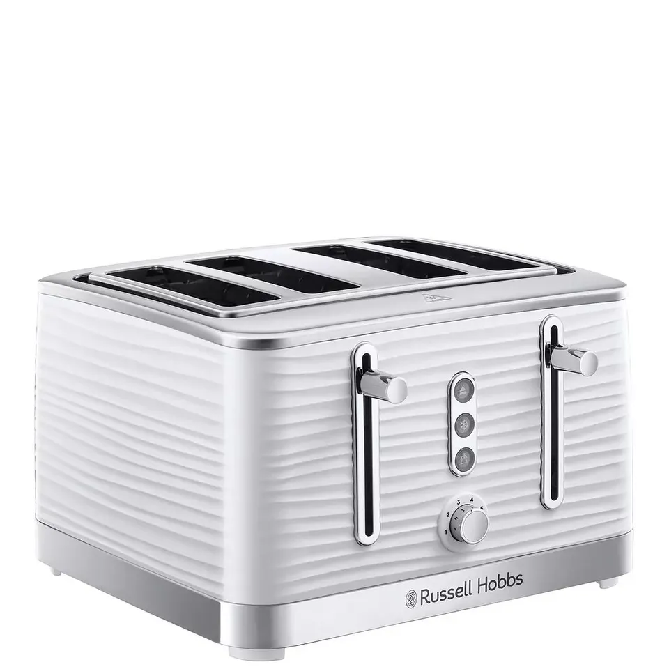 BOXED RUSSELL HOBBS INSPIRE 4 SLICE WHITE TEXTURED PLASTIC TOASTER - 24380