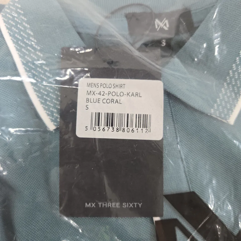BAGGED MX THREE SIXTY MEN'S POLO SHIRT – BLUE CORAL – UK SIZE S