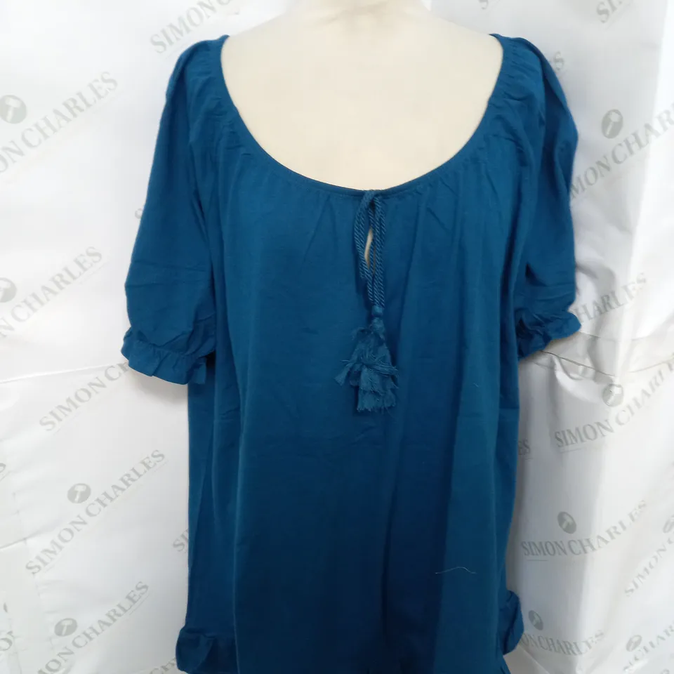 MAISON DE NIMES FRILL HEM GYPSY TOP IN TEAL SIZE XL