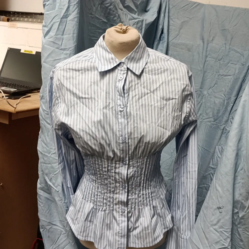 UK 6 BERSHKA WOMEN'S STRIPED BUTTON-DOWN SHIRT (EU XS)