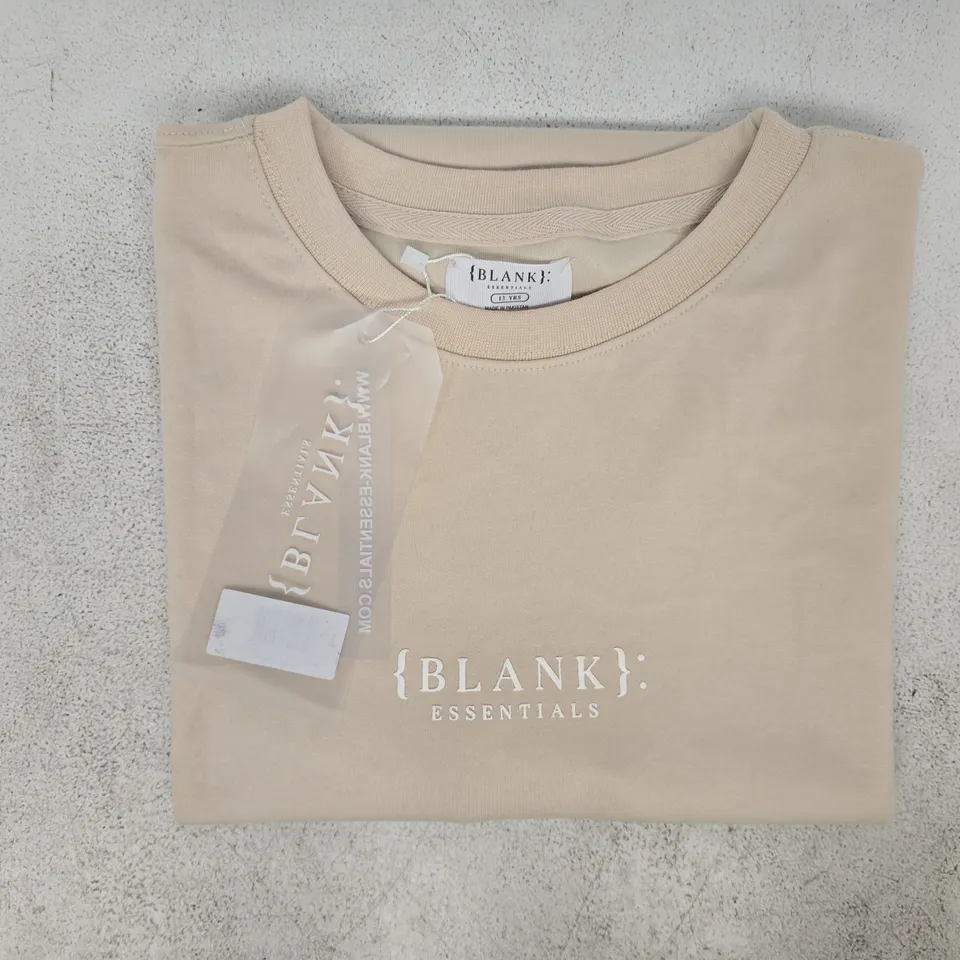 BLANK ESSENTIALS SHORT SLEEVE T-SHIRT IN SAND SIZE 13 YEARS