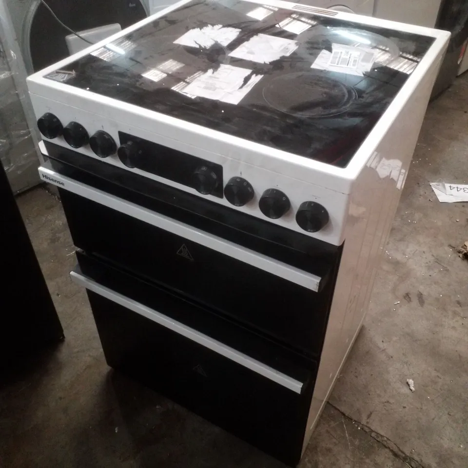 HISENSE HDCEC6C20W CERAMIC ELECTRIC COOKER WITH DOUBLE OVEN, WHITE, A RATED  