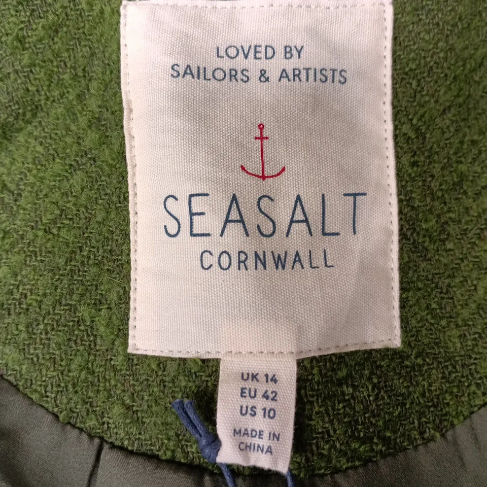 SEASALT CORNWALL WOOD CABIN COAT - GRASS, PETITE UK 14 (US 10, EU 42)