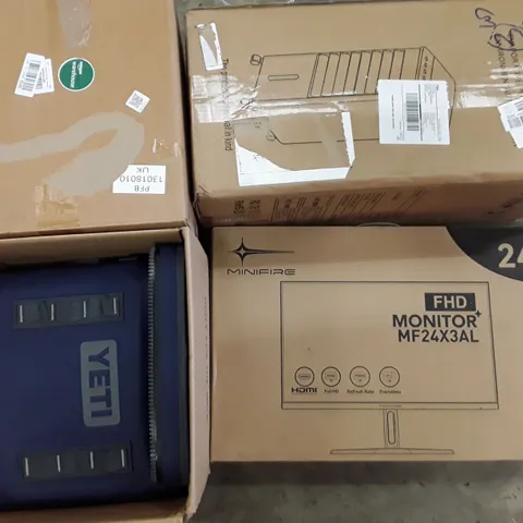 PALLET TO CONTAIN AN ASSORTMENT OF HOUSEHOLD ITEMS TO INCLUDE AIR COOLER, PORTABLE WASHING MACHINE, CAMPING BAGS AND MONITORS ECT