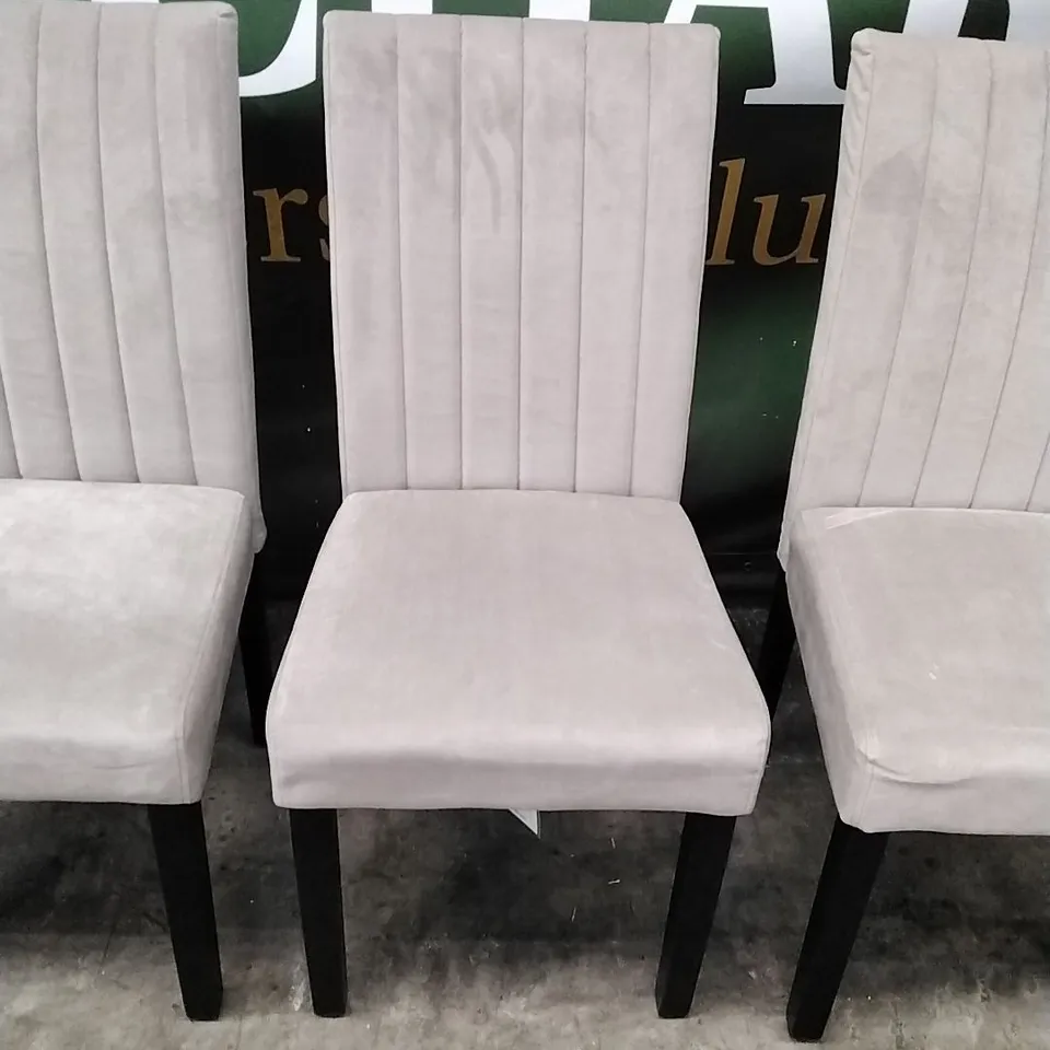 SET OF 6 DESIGNER SALISBURY DINING CHAIRS IN CLASSIC CHAMPAGNE VELVET AND BLACK SOLID HARDWOOD LEGS