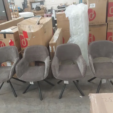 SET OF 4x DANETTI MARLOW MOCHA FABRIC SWIVEL DINING CHAIRS
