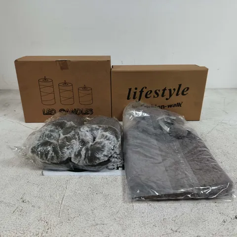 BOX OF APPROXIMATELY 20 ASSORTED ITEMS TO INCLUDE LED CANDLES, SLIPPERS, HOT WATER BOTTLE ETC