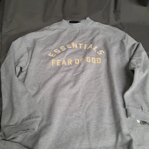 ESSENTIALS LONG SLEEVE JUMPER IN GREY - XS