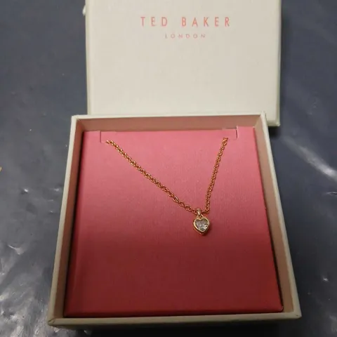 TED BAKER LONDON HEART PENDANT NECKLACE – GOLD TONE, BOXED