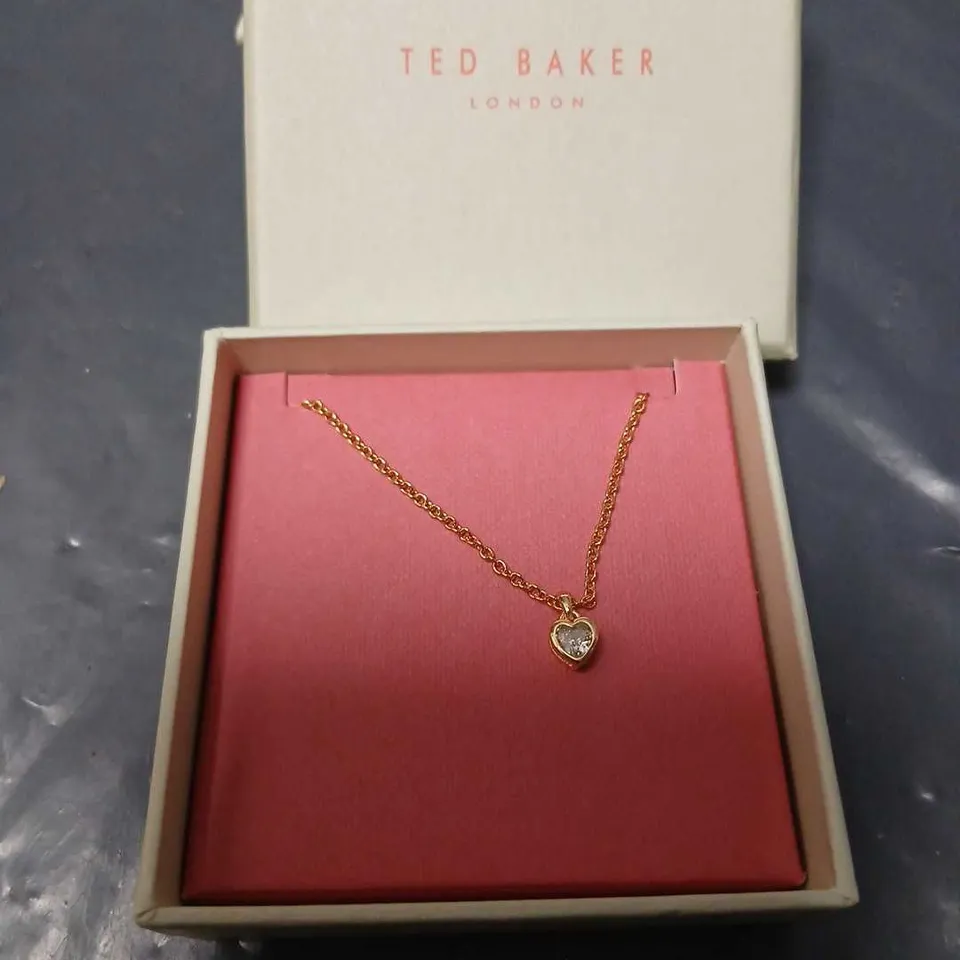 TED BAKER LONDON HEART PENDANT NECKLACE – GOLD TONE, BOXED