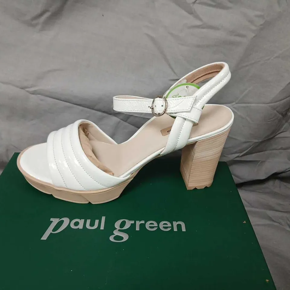 PAUL GREEN WHITE PLATFORM SANDALS – DESIGNER SHOES, SIZE 6.5 (US)