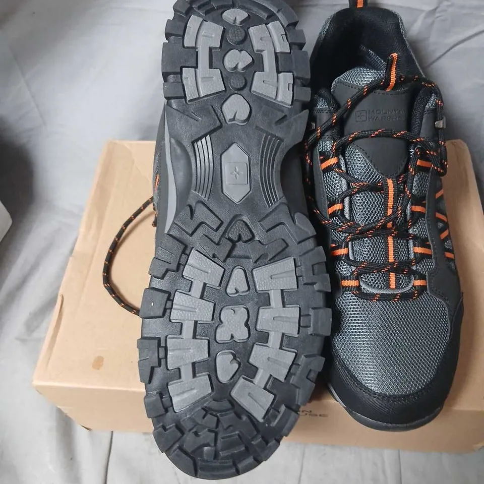 MOUNTAIN WAREHOUSE WATERPROOF WALKING SHOES – GREY/BLACK WITH ORANGE LACES, UK 11 (US 12 / EU 45)