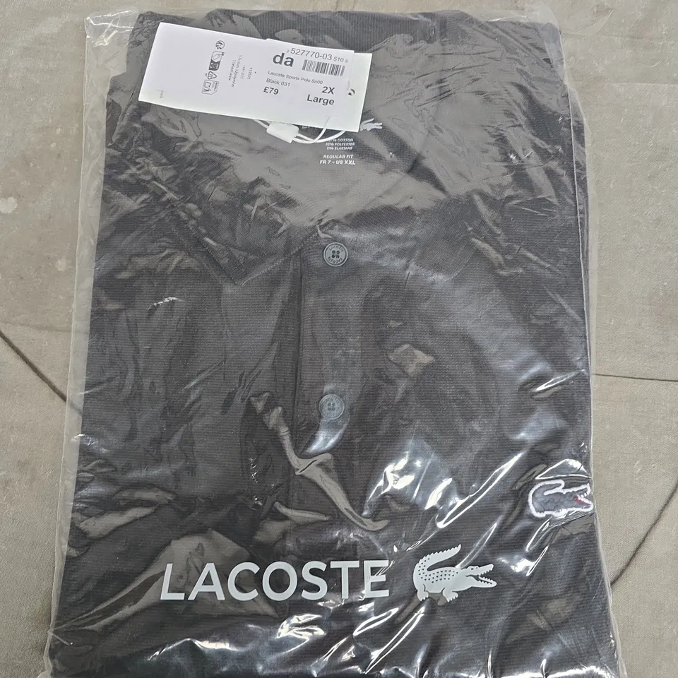 BAGGED LACOSTE SPORTS POLO IN BLACK - 2XL